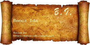 Bencz Ida névjegykártya